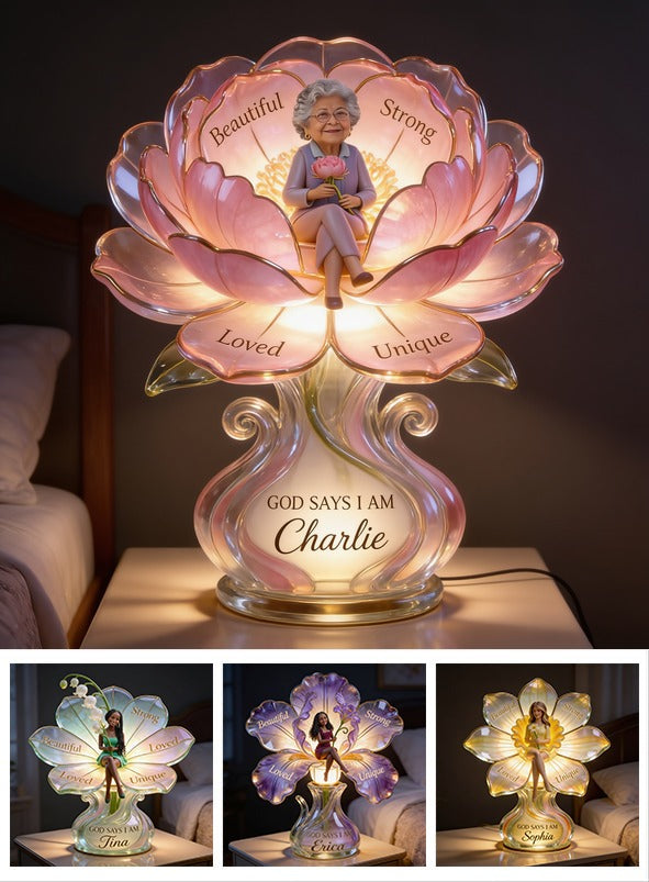 Personalized Older Latina Woman Acrylic LED Night Light Self Love Gift for Grandma Mom