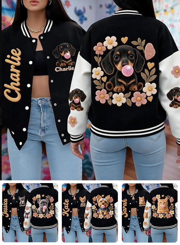 Personalized Black and Tan Dachshund Puppy Varsity Jacket Dog Lover Gift
