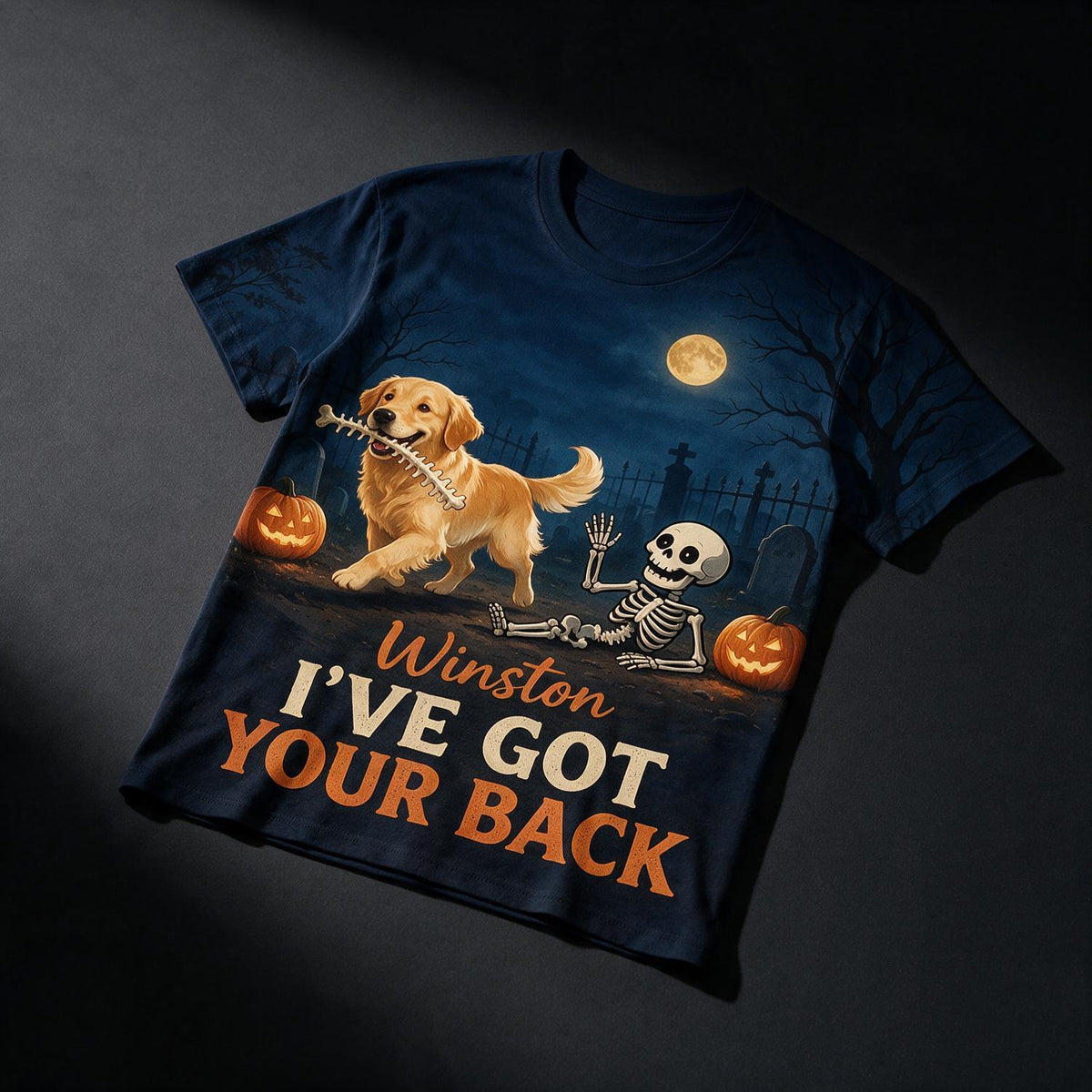 Personalized Halloween Pet I've Got Your Back 3D Shirt Funny Skeleton Dog Lover Gift