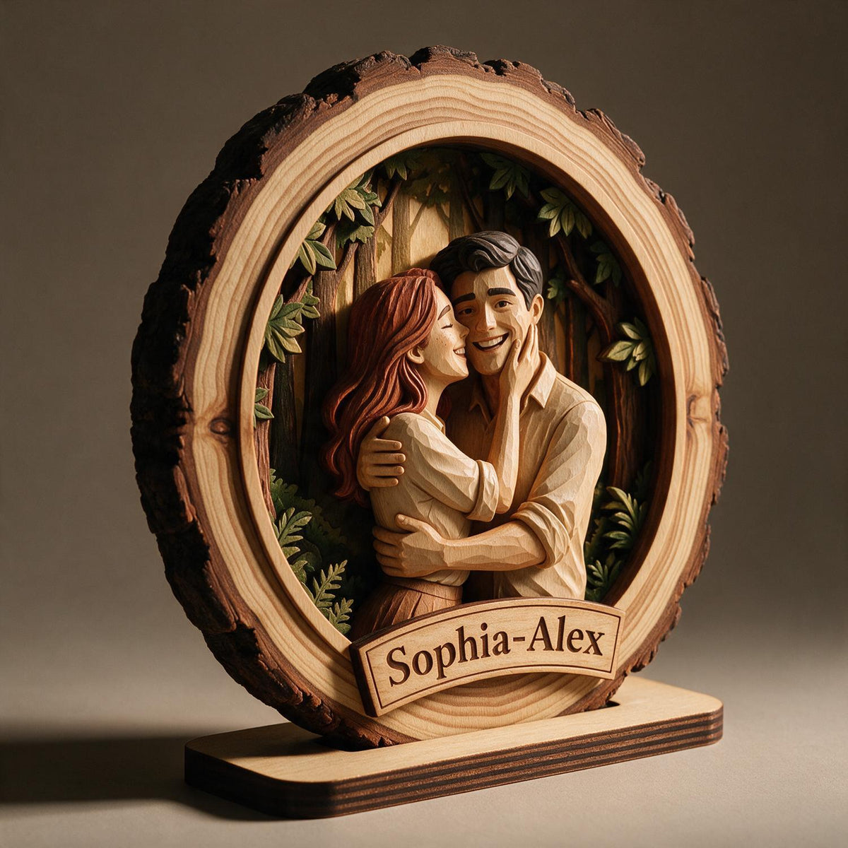 Custom Couple Photo Portrait - Personalized 2-Layered Wooden Plaque - Heartfelt Anniversary Gift for Her, for Him