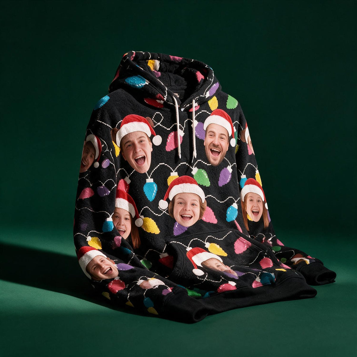 Hoodie Fleece Personnalisé Photo de Famille Noël, Cadeau Amusant