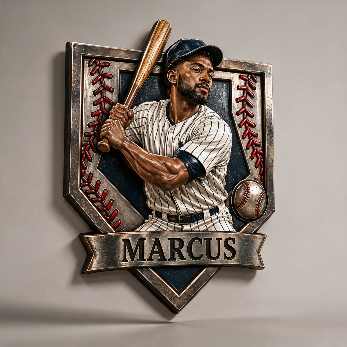 Personalized Custom Photo Baseball 3D Printed Cut Metal Sign - Gift for Young Men