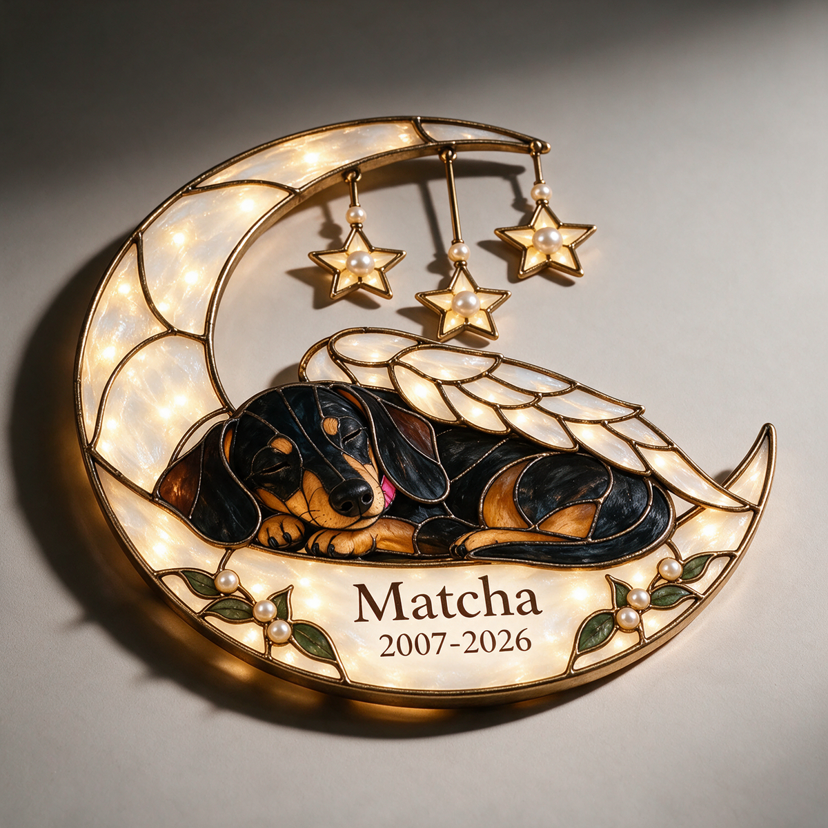 Ornement de Noël Personnalisé en Souvenir de Chien en Lune Croissante