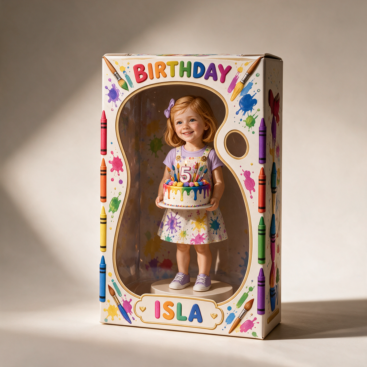 Personalized Custom Photo Art Acrylic Display Box - 5th Birthday Gift for Girls