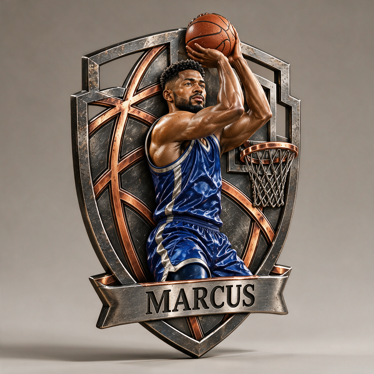 Personalized Custom Photo Basketball 3D Printed Cut Metal Sign - Gift for Young Men