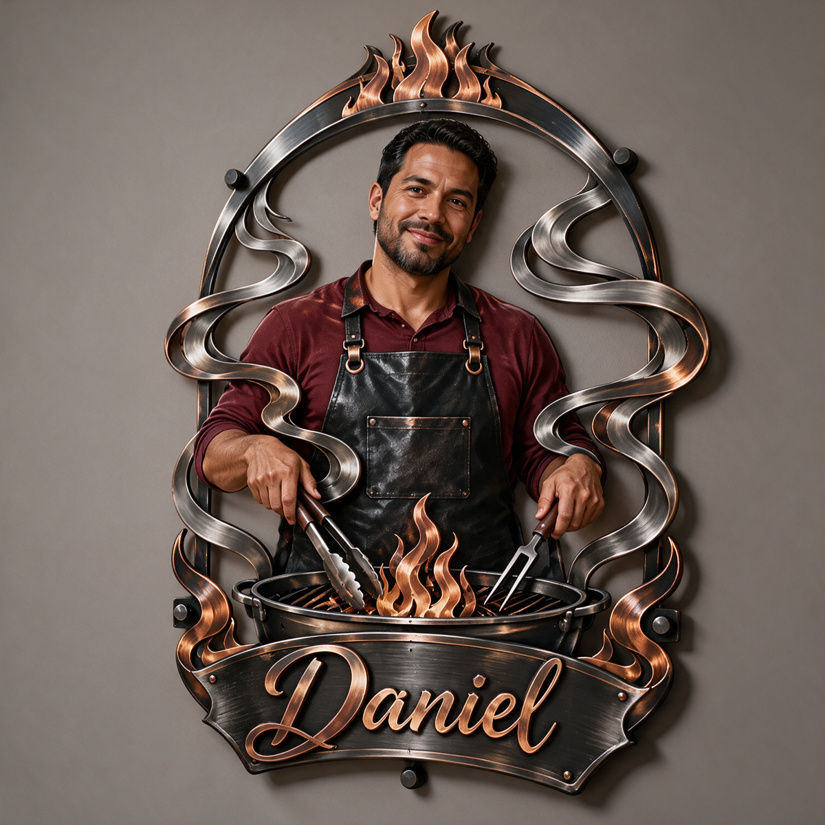 Personalized Custom Photo Grilling 3D Cut Metal Sign - Gift for Men