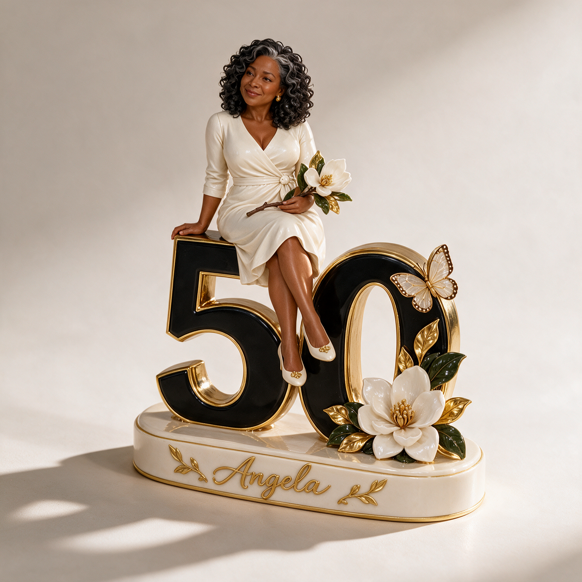 Personalized Magnolia Custom Shaped Acrylic Plaque, Custom Portrait 40th 50th 60th 70th 80th Birthday Gift for Mom, Grandma, Great Grandma, Wife, Aunt, Mother in Law, Flower Lover