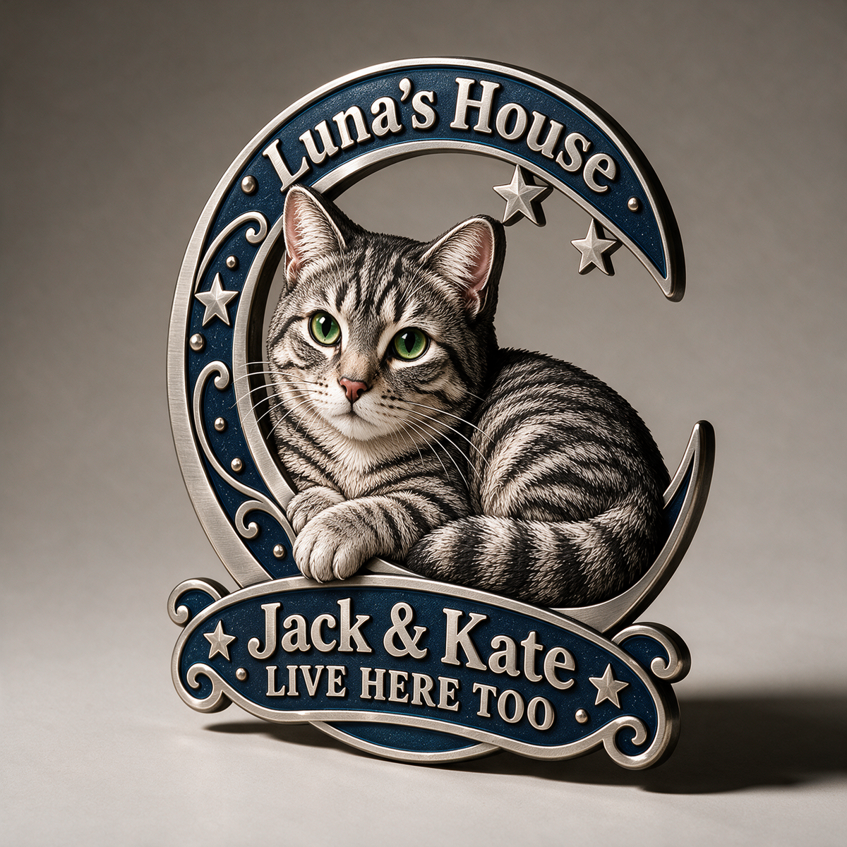 Personalized Custom Photo Cat 3D Cut Metal Sign - Cat Lover Gift for Home Decor