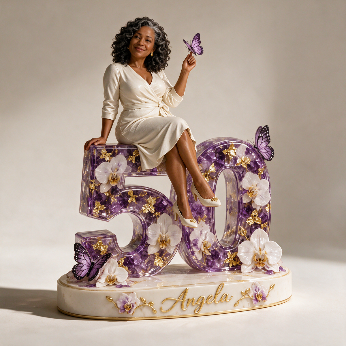 Personalized Purple Butterfly Custom Shaped Acrylic Plaque, Custom Portrait 18th 21st 30th 40th 50th 60th Birthday Gift for Mom, Wife, Grandma, Girlfriend, Daughter, Butterfly Lover