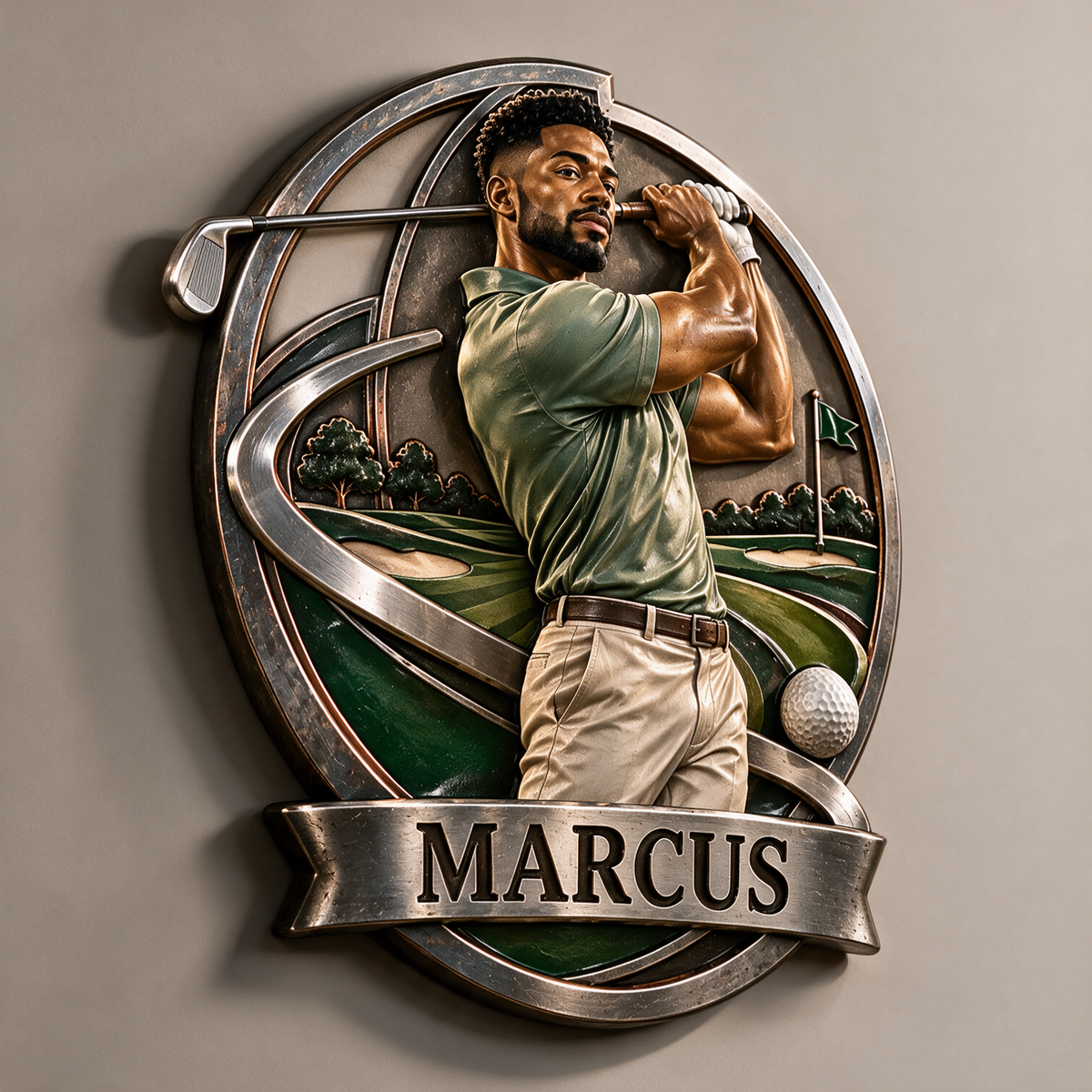 Personalized Custom Photo Golf 3D Printed Cut Metal Sign - Gift for Young Men