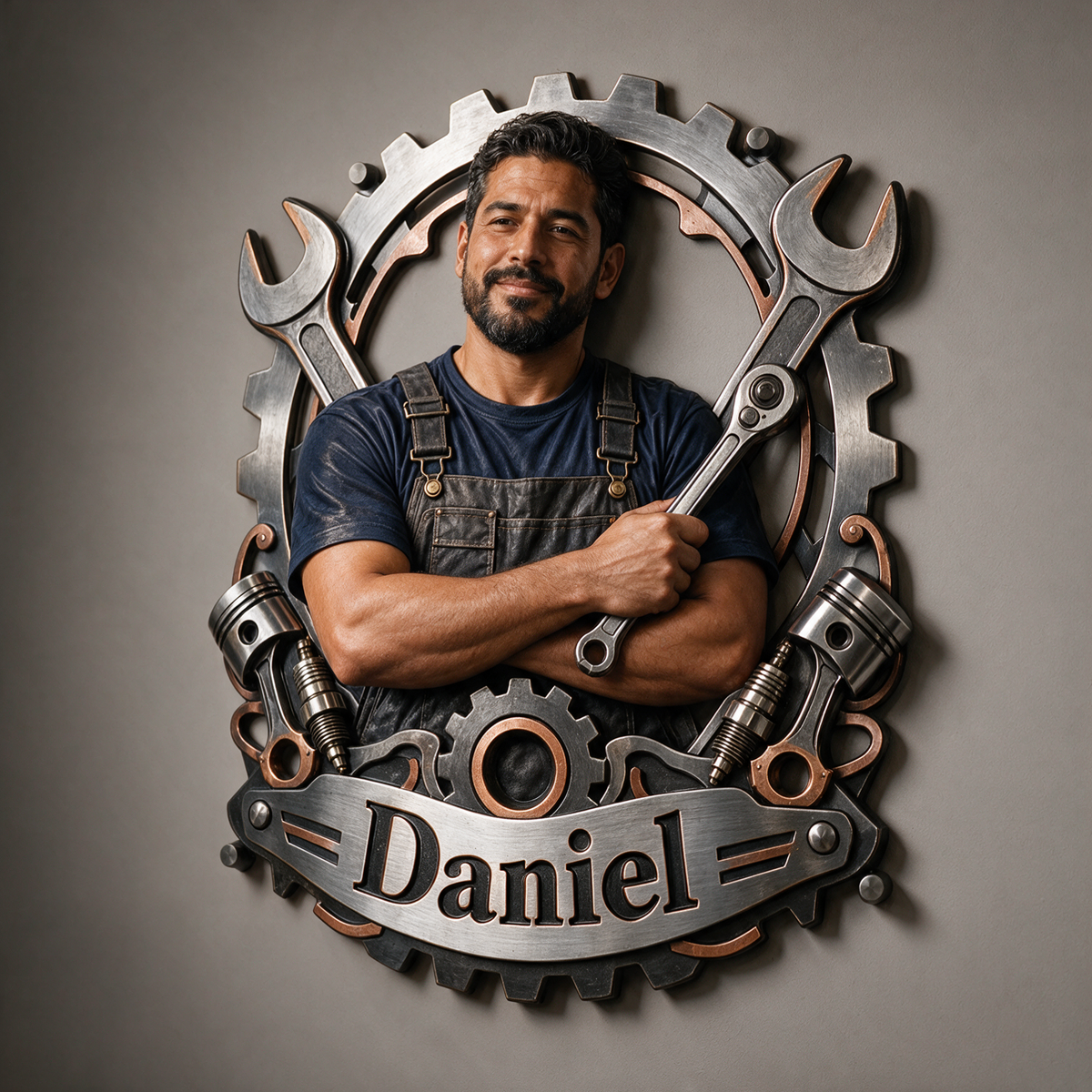 Personalized Custom Photo Mechanic Garage 3D Cut Metal Sign - Gift for Men