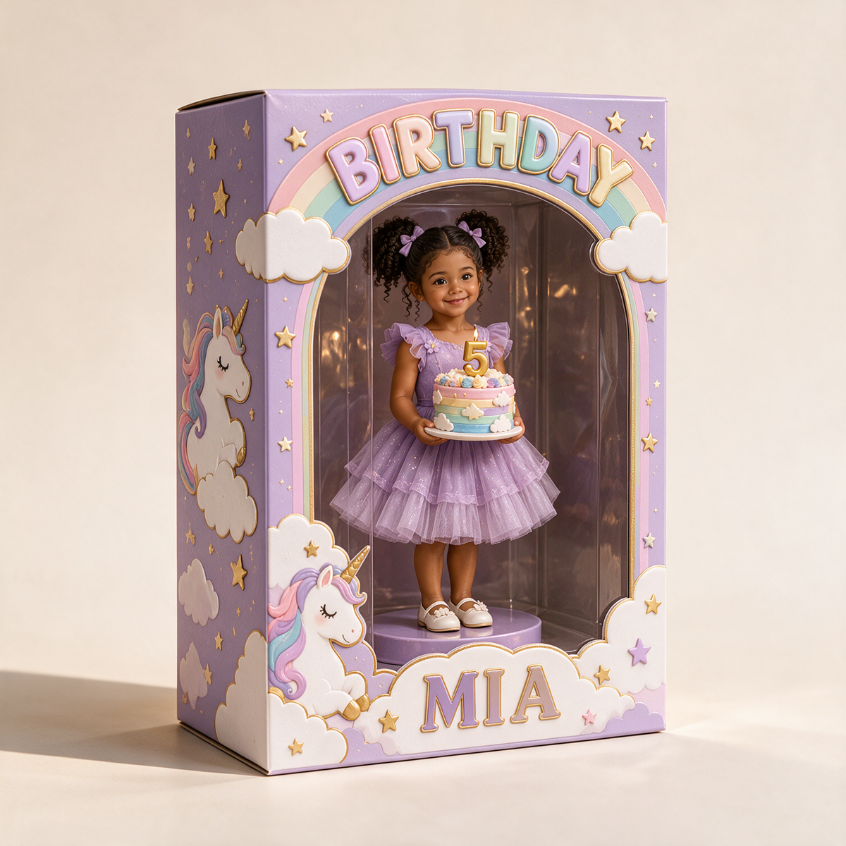 Boîte d'affichage en acrylique personnalisée avec photo de licorne - Cadeau d'anniversaire pour filles
