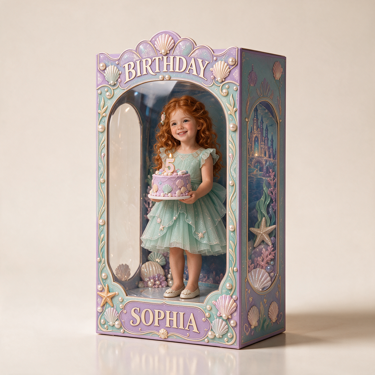 Boîte d'affichage acrylique personnalisée sous la mer - Cadeau d'anniversaire pour filles