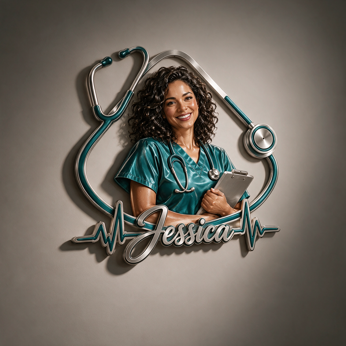 Personalized Custom Photo Nurse 3D Cut Metal Sign - Gift for Women
