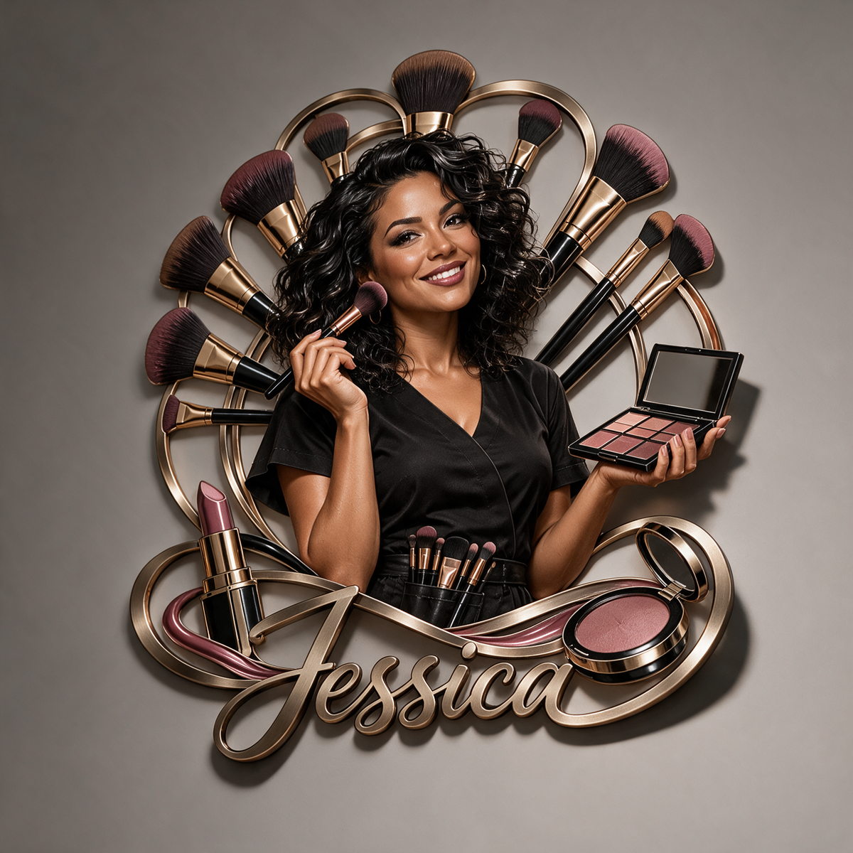 Personalized Custom Photo Makeup Artist 3D Cut Metal Sign - Gift for Women