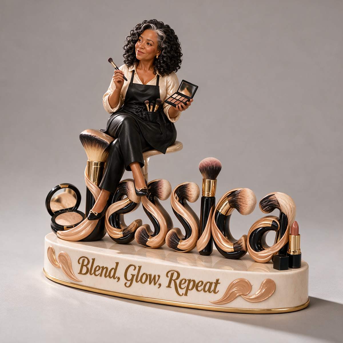 Personalized Custom Photo Makeup Artist 3D Name Figurine - Gift for Older Women