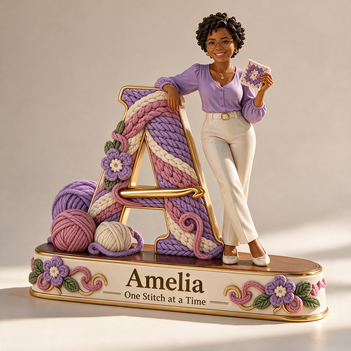 Personalized Custom Photo Crochet 3D Letter Plaque - Gift for Women