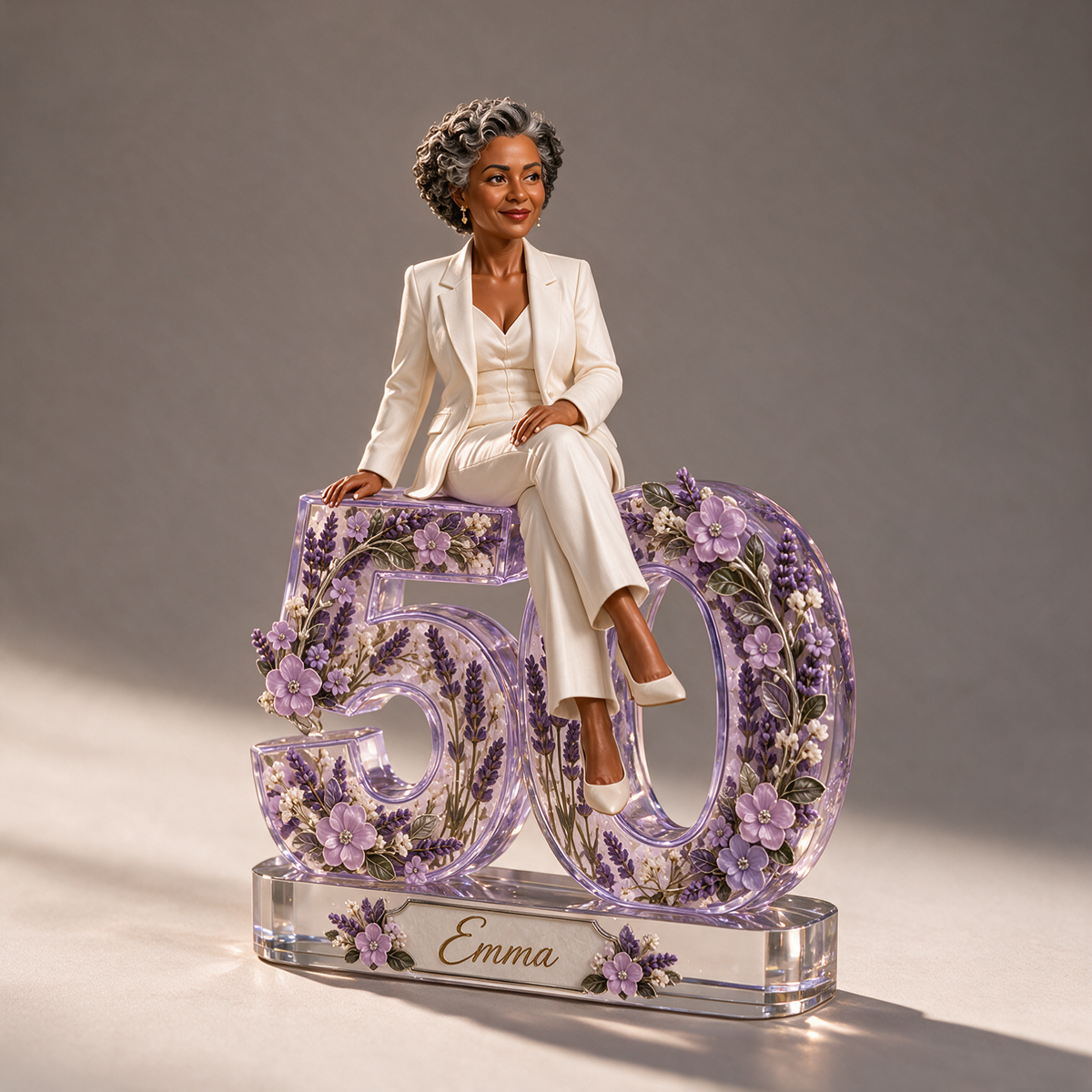 Personalized Custom Photo Lavender Custom Shaped Acrylic Plaque - 50th Birthday Gift for Women