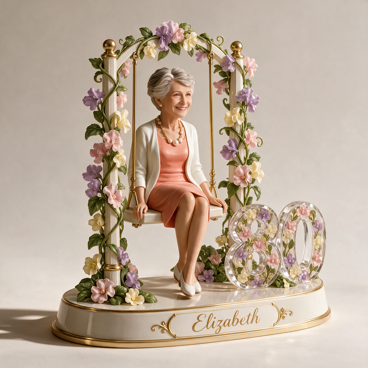 Personalized Floral Swing Photo Custom Shape Acrylic Plaque, Custom 18th 21st 30th 40th 50th Birthday Present for Daughter, Girlfriend, Wife, Sister, Thoughtful Gift for Women