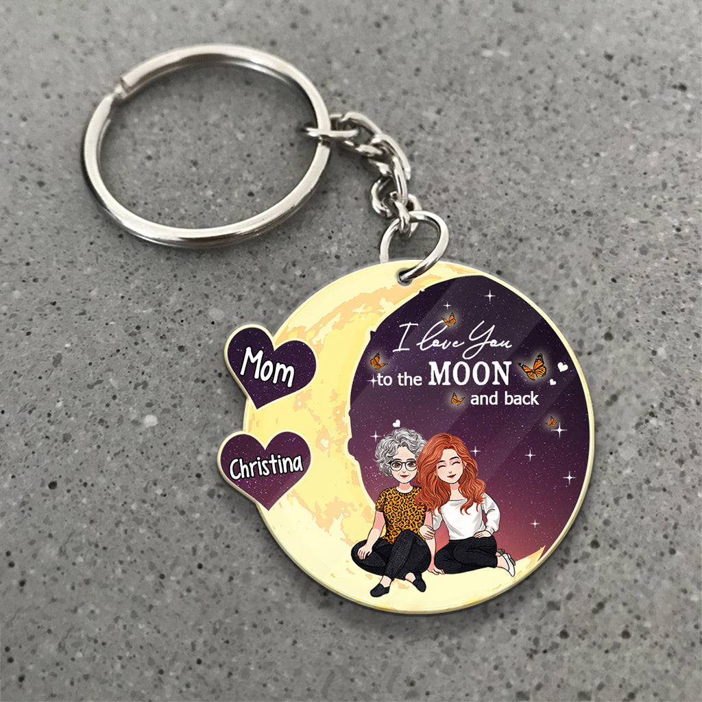 Aller sur la Lune et retour - Cadeau pour maman, grand-mère - Porte-clés personnalisé