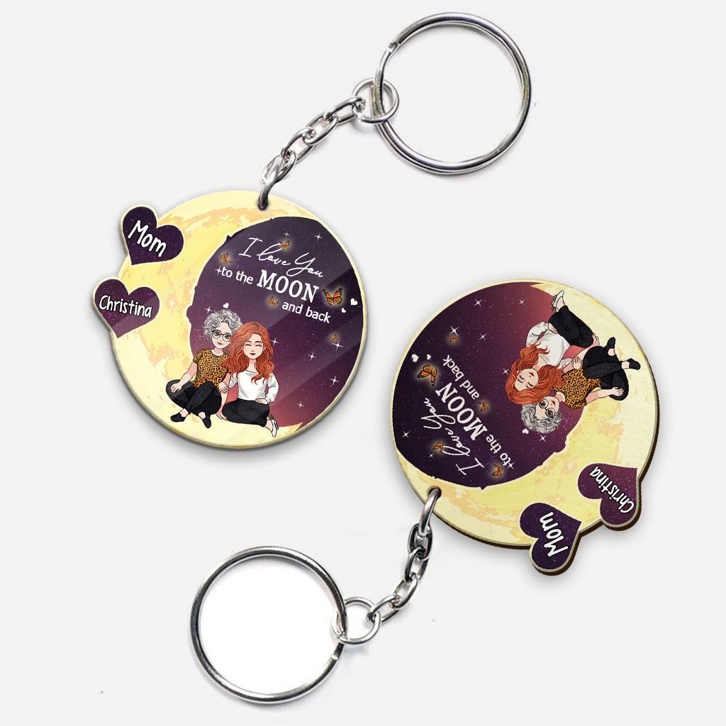 Aller sur la Lune et retour - Cadeau pour maman, grand-mère - Porte-clés personnalisé