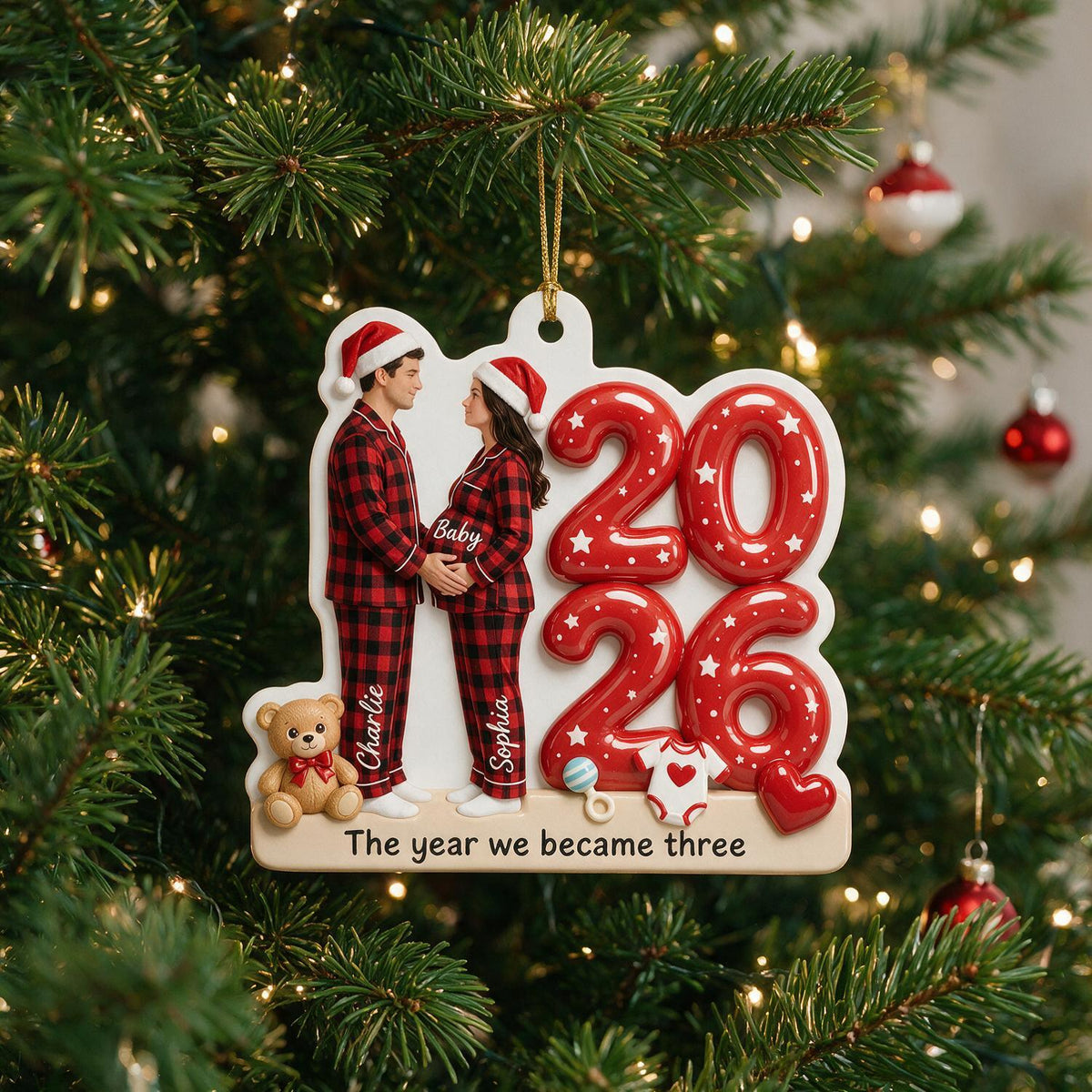 Personalized Christmas Expecting Parents 2026 Acrylic Ornament | New Baby Pregnancy Keepsake Gift