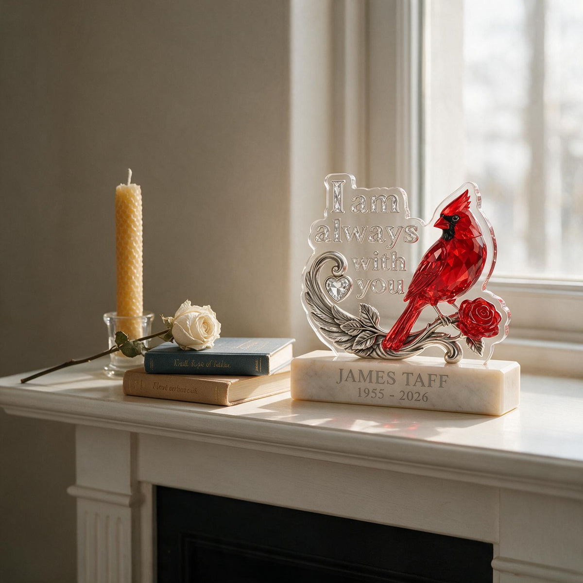 Personalized Red Cardinal Memorial Acrylic Block Plaque Sympathy Keepsake Gift
