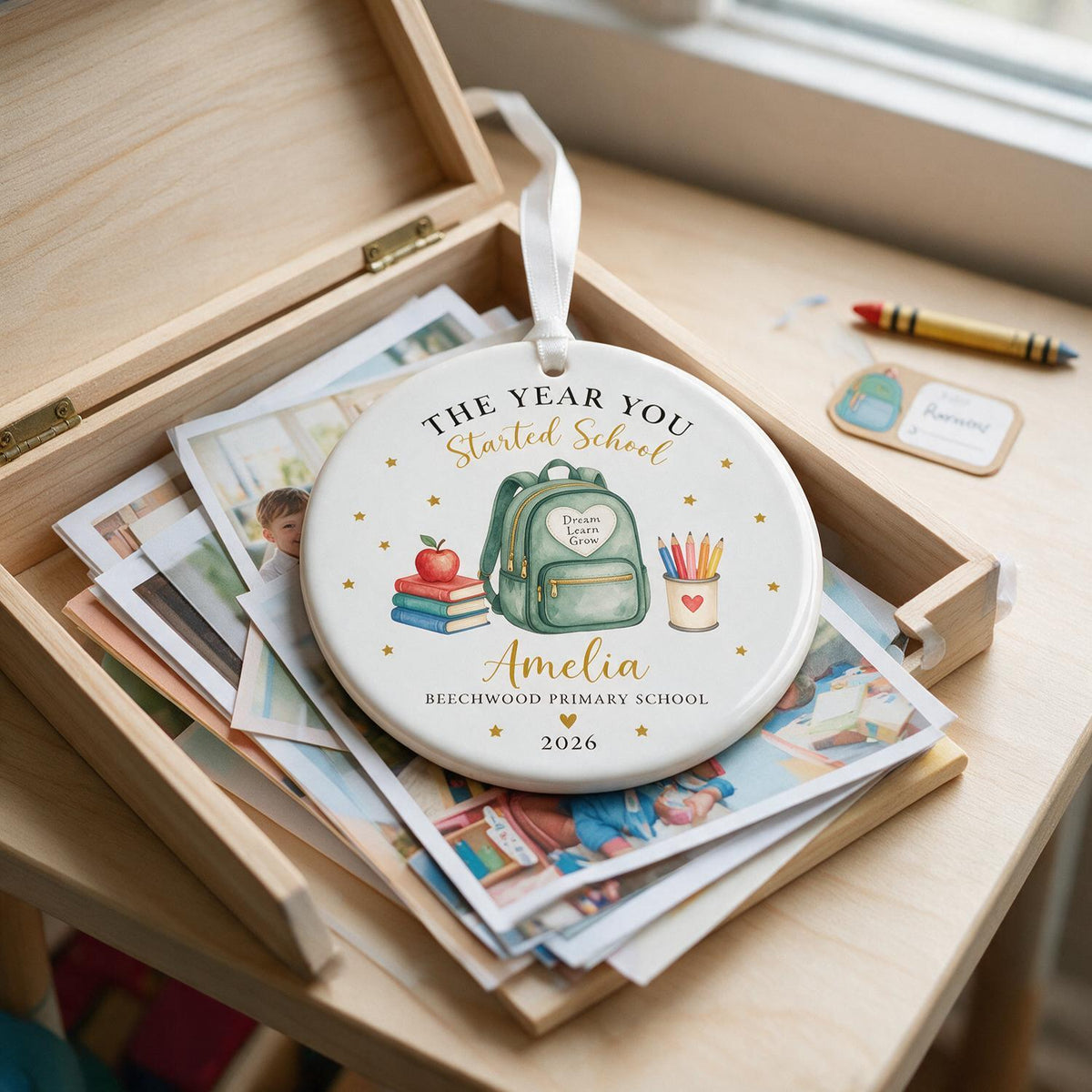 Personalized First Day of School Ceramic Ornament - Custom School Starter Keepsake Gift