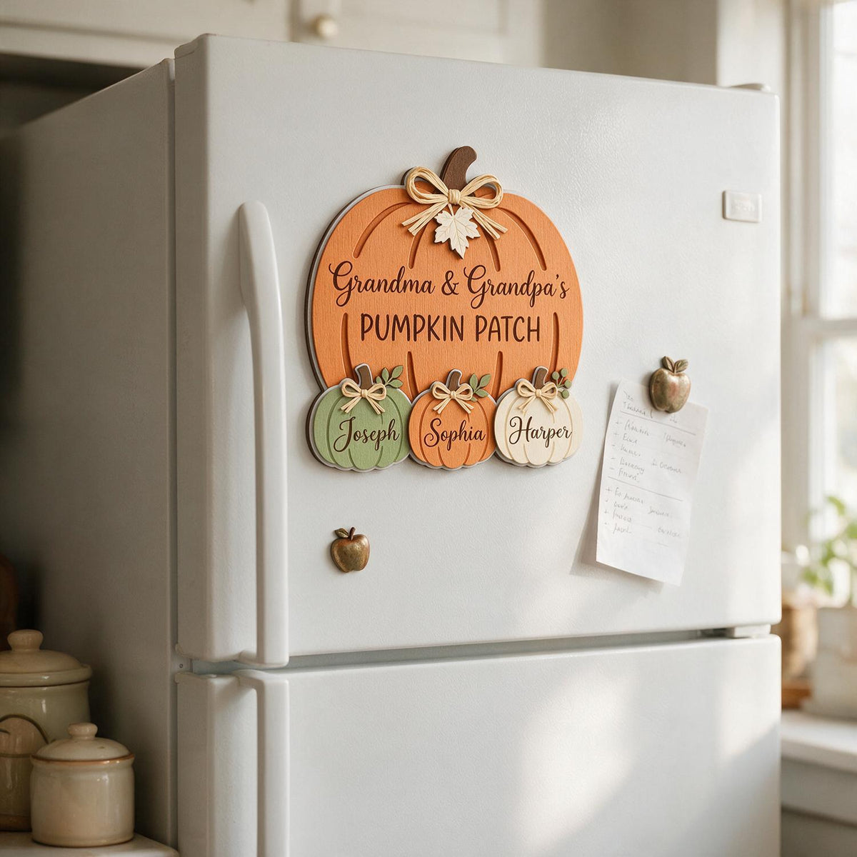 Personalized Fall Grandma & Grandpa's Pumpkin Patch Acrylic Fridge Magnet Grandparents Gift
