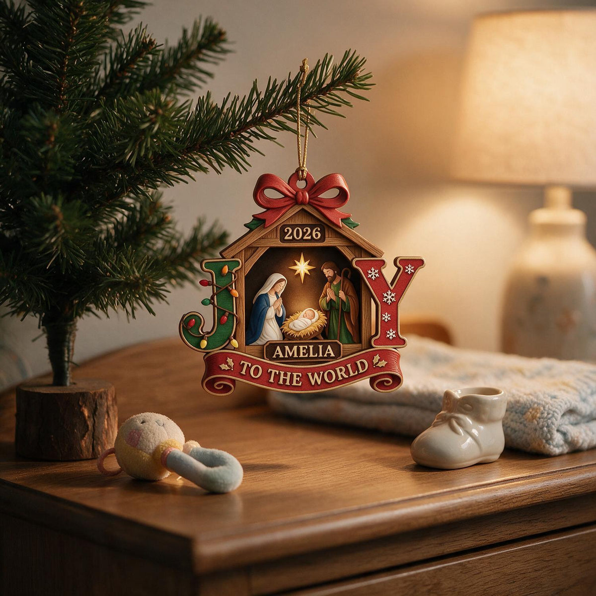 Personalized Christmas Baby First Christmas Nativity JOY Acrylic Ornament Keepsake Gift
