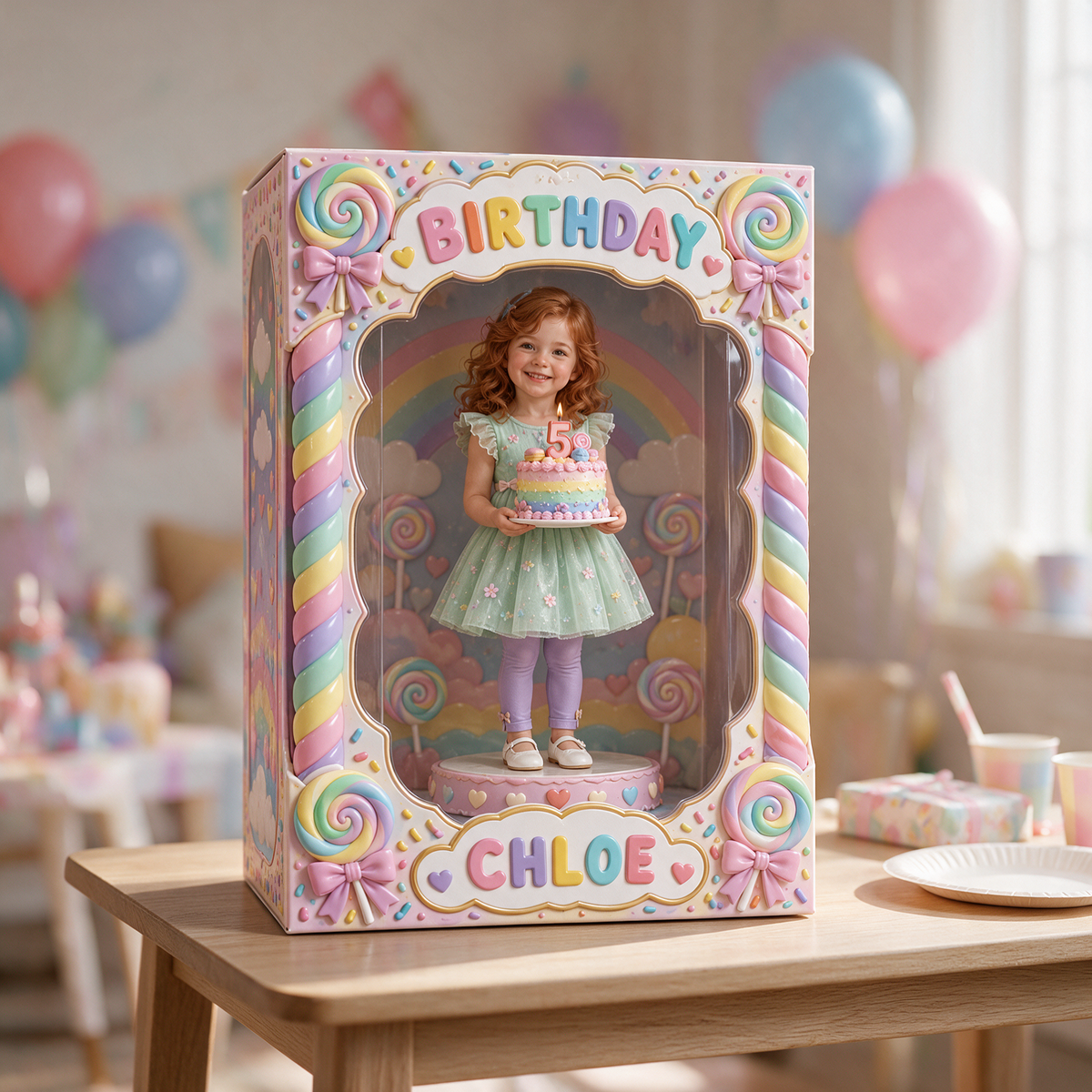 Boîte d'affichage en acrylique personnalisée avec photo - Cadeau d'anniversaire pour filles