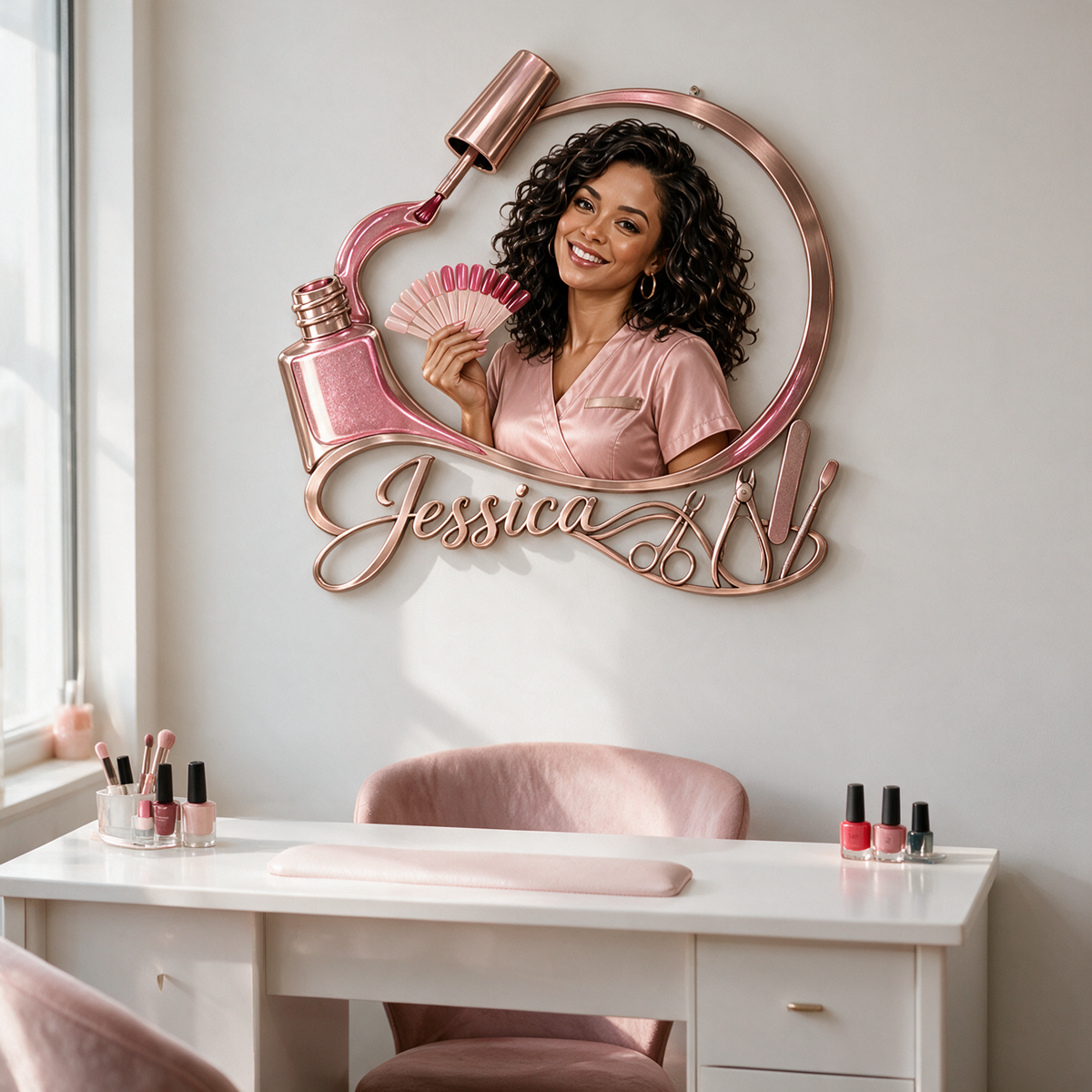Personalized Custom Photo Nail Artist 3D Cut Metal Sign - Gift for Women