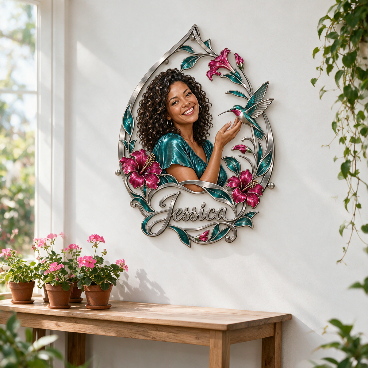 Personalized Custom Photo Hummingbird 3D Cut Metal Sign - Gift for Women