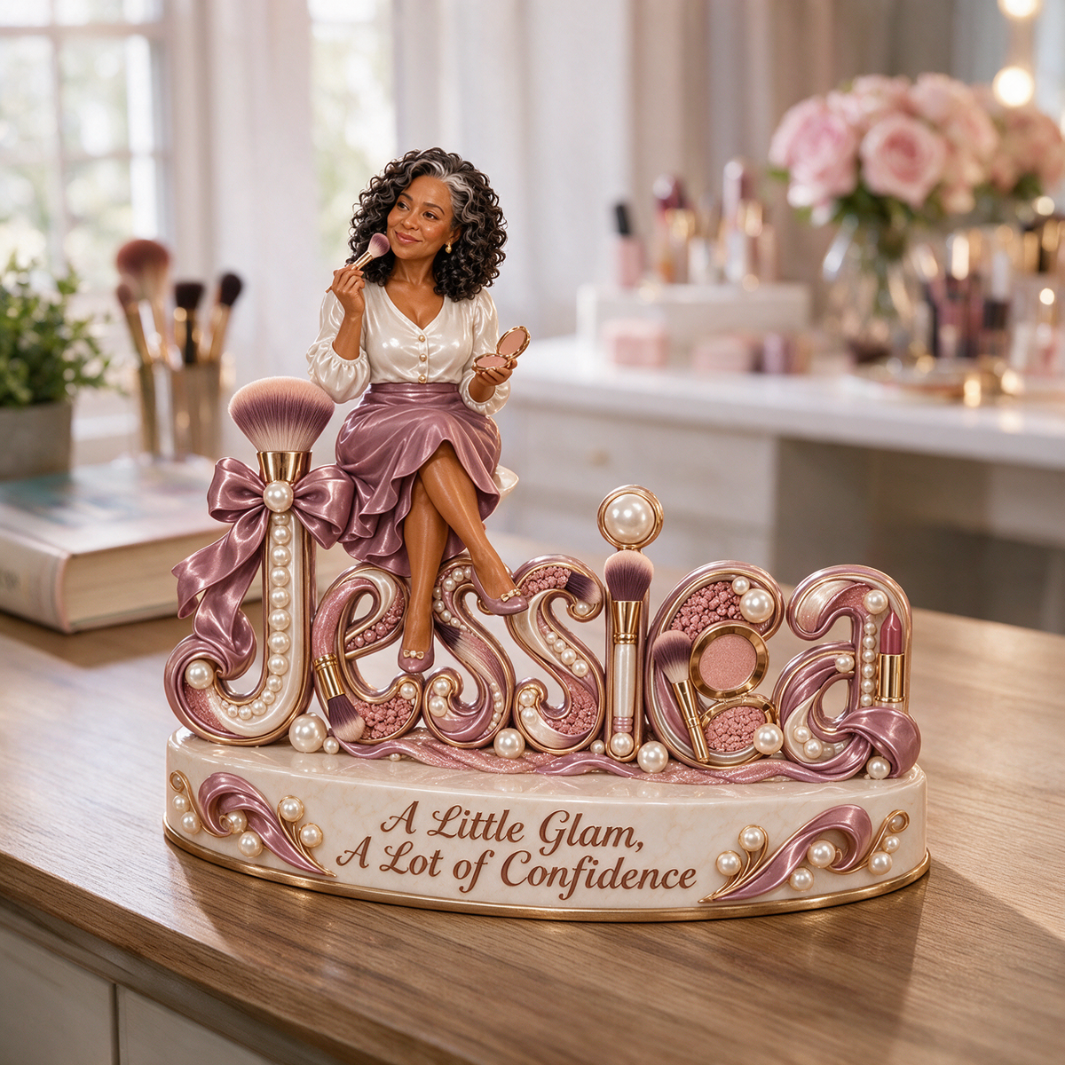 Personalized Custom Photo Makeup Lover 3D Name Figurine - Gift for Older Women