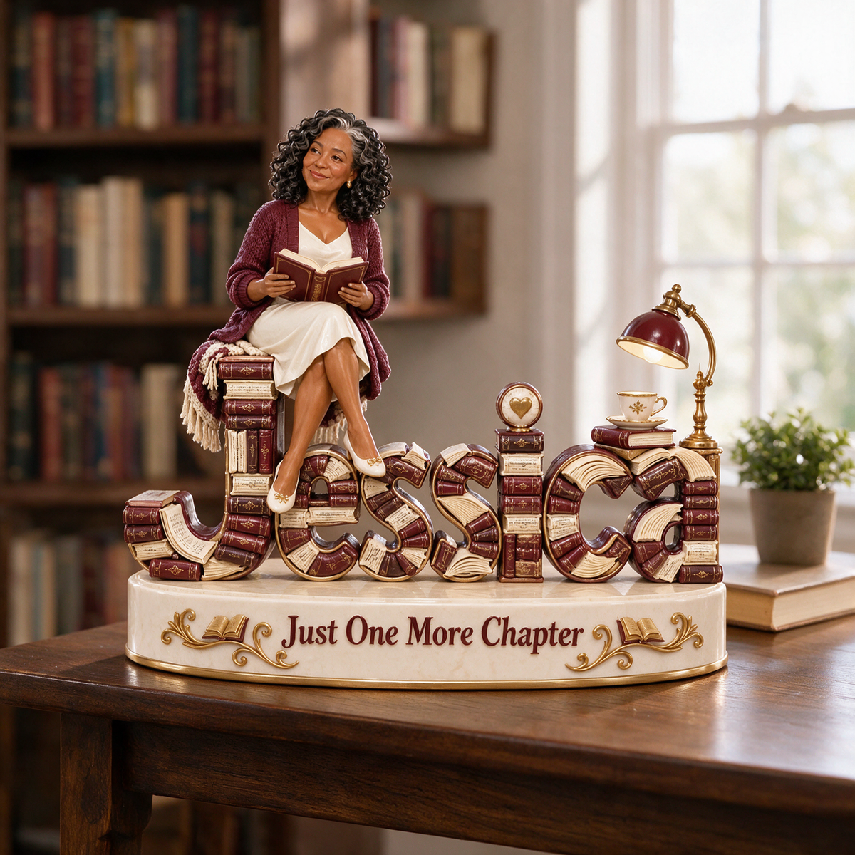 Personalized Custom Photo Book Lover 3D Name Figurine - Gift for Older Women