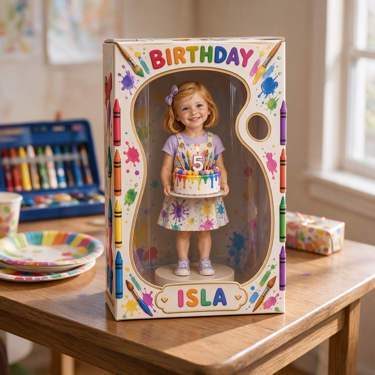Personalized Custom Photo Art Acrylic Display Box - 5th Birthday Gift for Girls