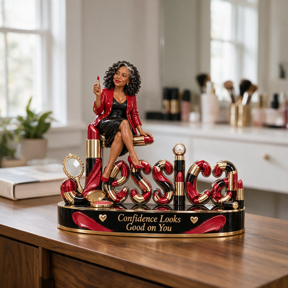 Personalized Custom Photo Makeup Lover 3D Name Figurine - Gift for Older Women