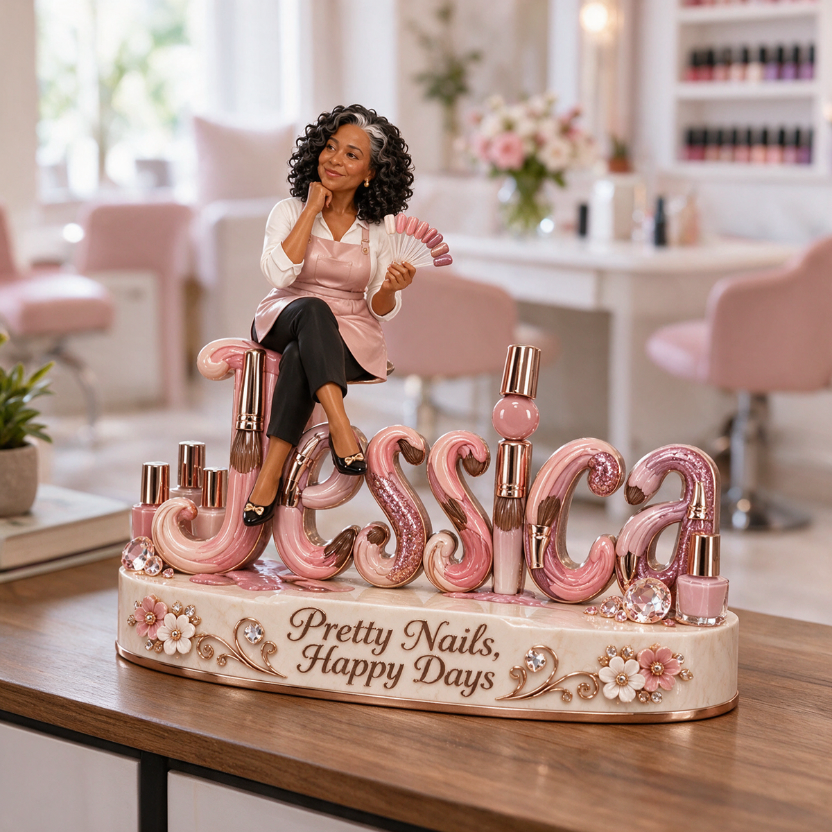 Personalized Custom Photo Nail Artist 3D Name Figurine - Gift for Older Women