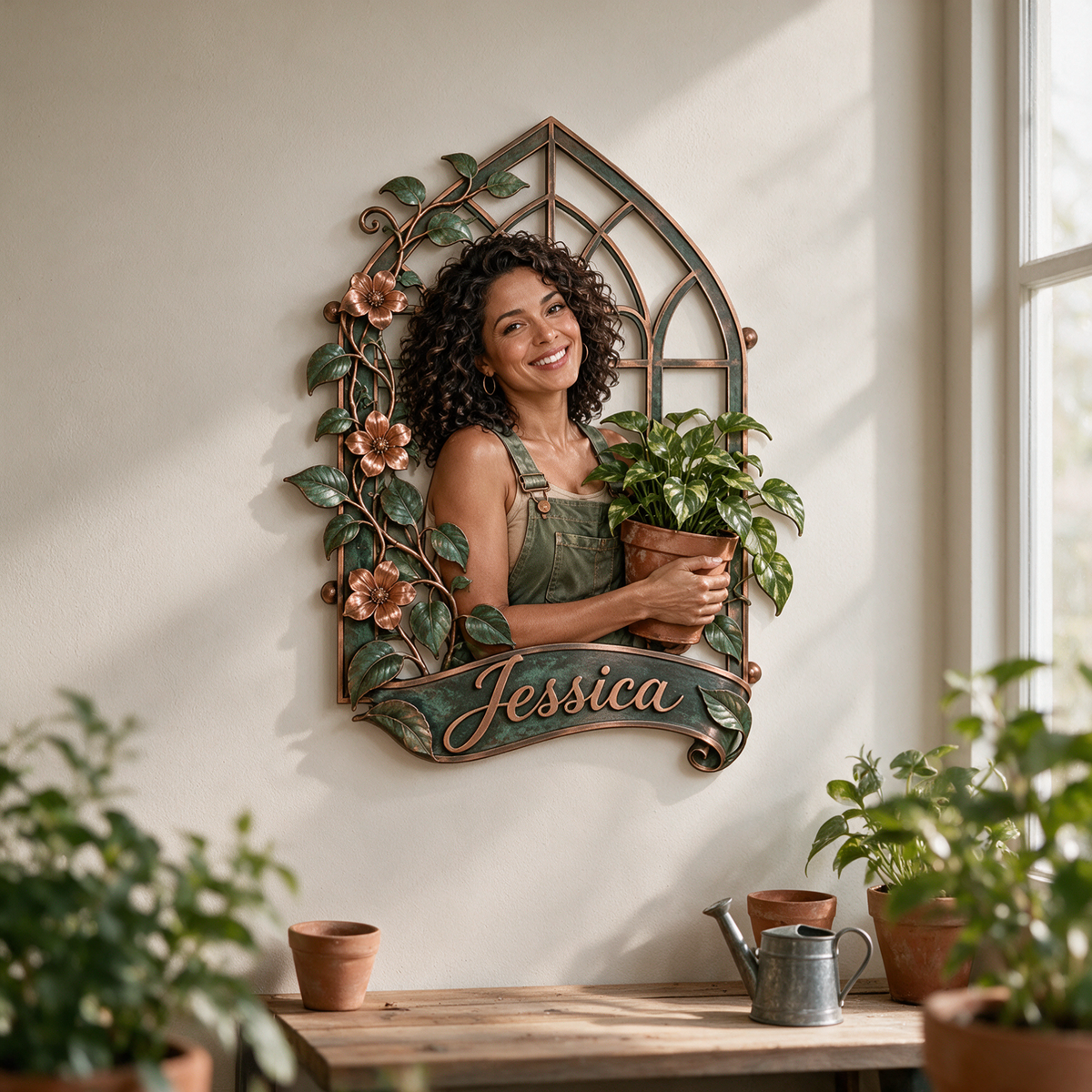 Personalized Custom Photo Gardening 3D Cut Metal Sign - Gift for Women