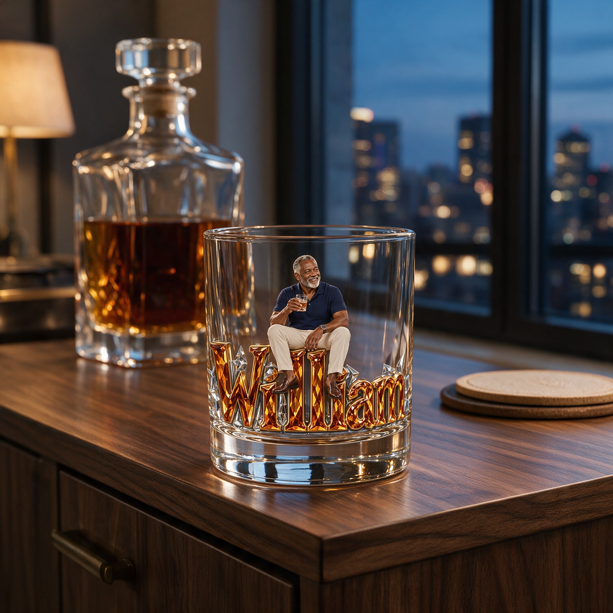 Personalized Custom Photo Whiskey Glass - Whiskey Lover Gift for Older Men