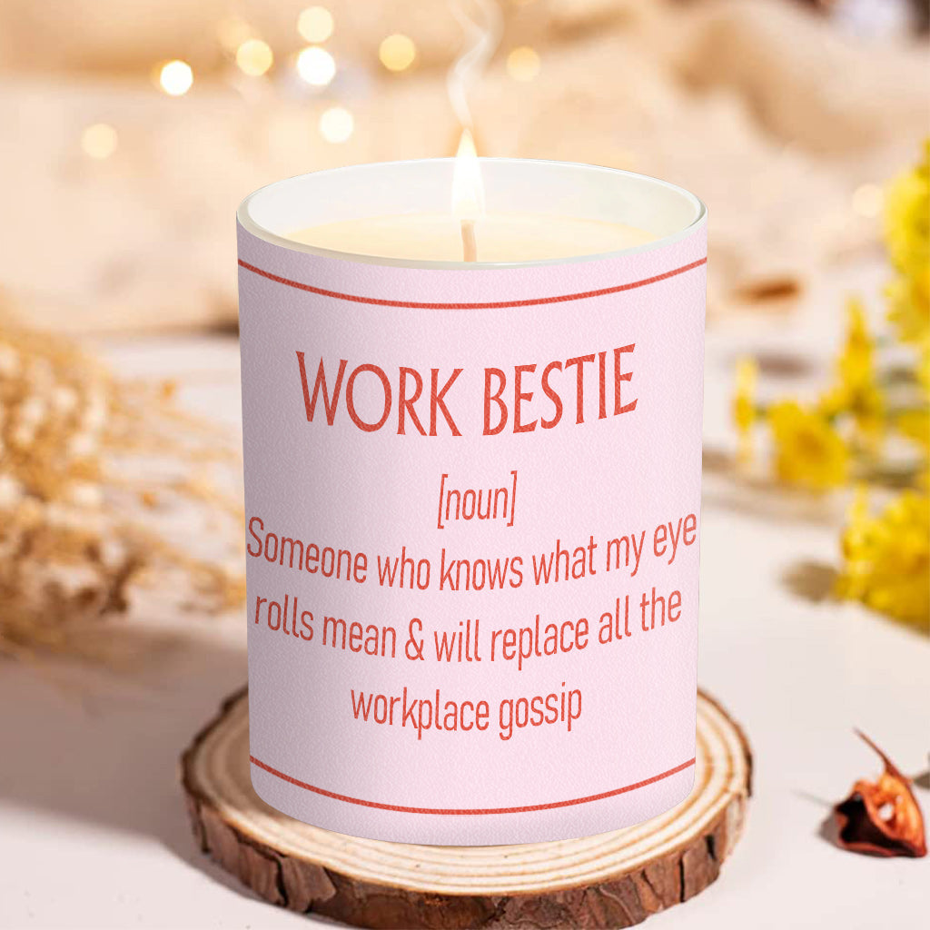 Work Bestie - Personalized Colleague Candle With Wooden Lid