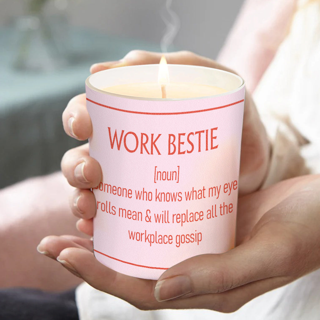 Work Bestie - Personalized Colleague Candle With Wooden Lid