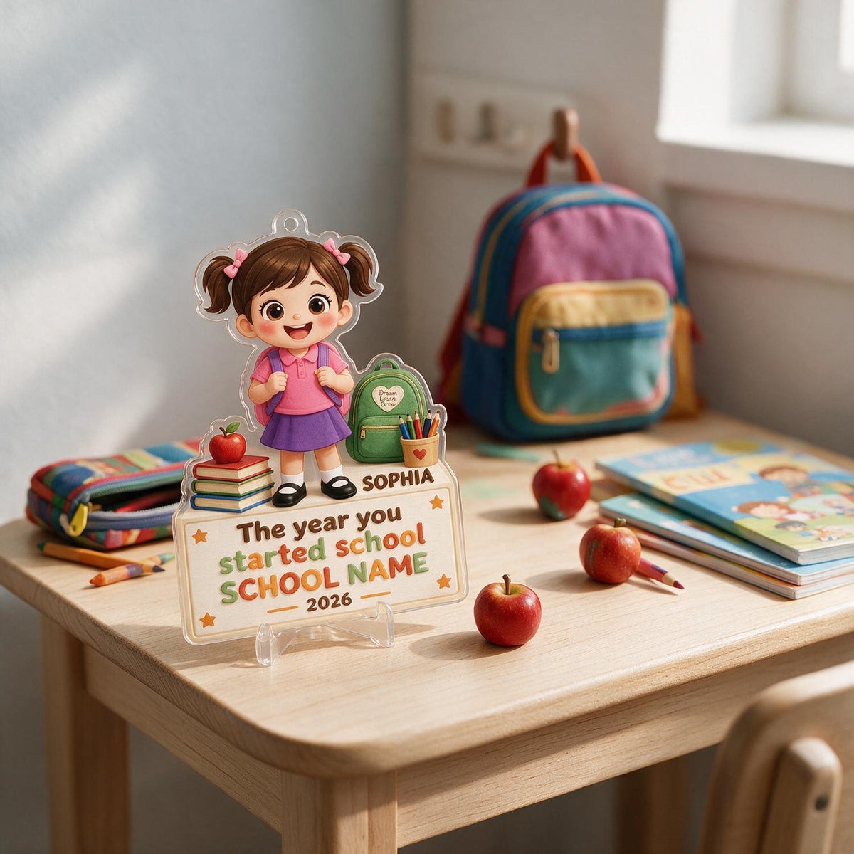 Personalized First Day of School Custom Photo Acrylic Ornament, Back to School Keepsake Gift