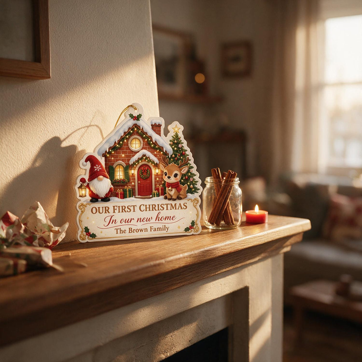 Personalized Christmas First Christmas in Our New Home Acrylic Ornament, Housewarming Gift New Home Decor