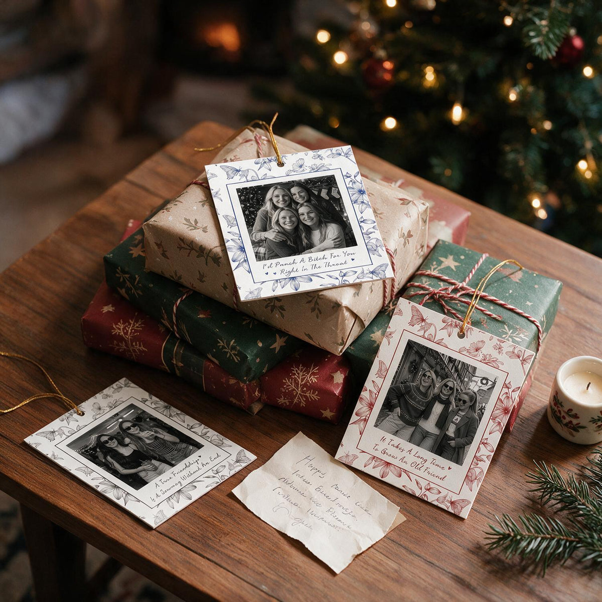 Ornement de Noël Photo Personnalisé Meilleurs Amis en Acrylique, Cadeau Amusant d'Amitié