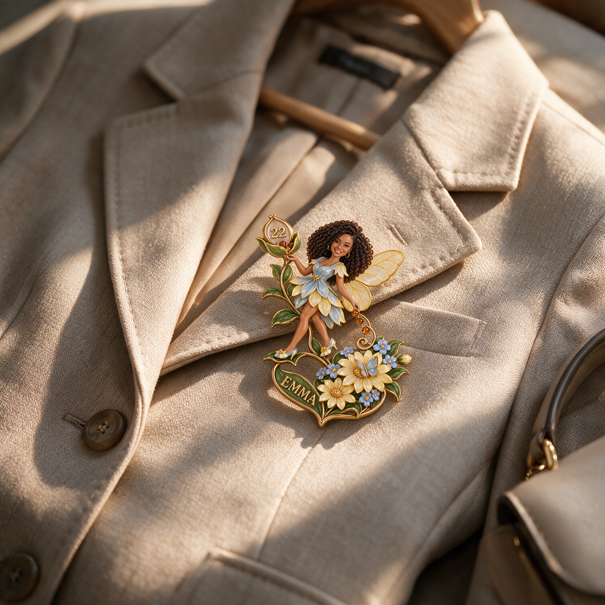 Personalized Wildflower Seedkeeper Fairy Brooch - Birthday Gift with Custom Photo, Name and Age