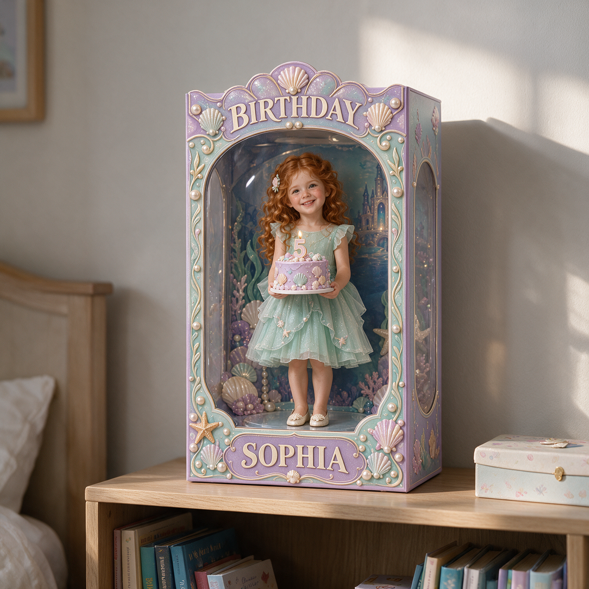 Boîte d'affichage acrylique personnalisée sous la mer - Cadeau d'anniversaire pour filles