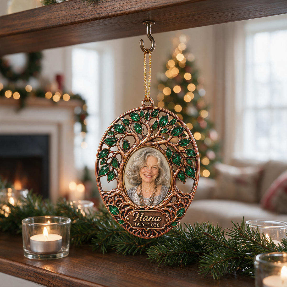 Personalized Custom Photo Tree of Life Memorial Christmas Ornament - In Memory of Grandma