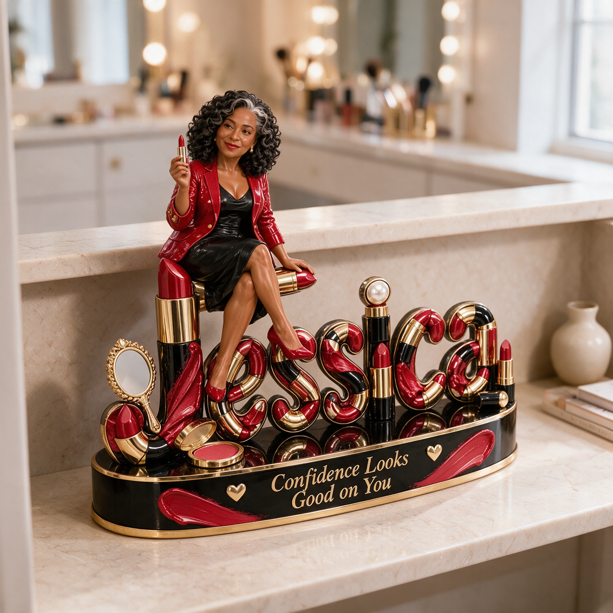 Personalized Custom Photo Makeup Lover 3D Name Figurine - Gift for Older Women