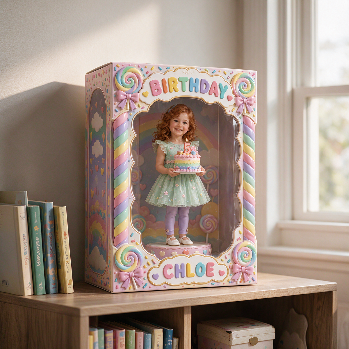 Boîte d'affichage en acrylique personnalisée avec photo - Cadeau d'anniversaire pour filles